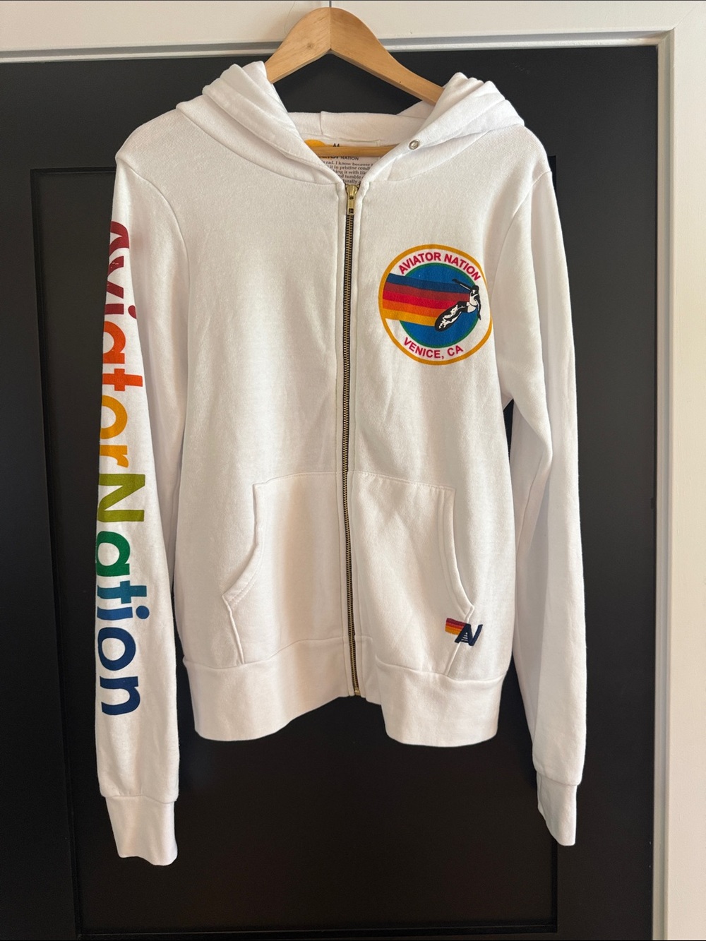 New Aviator Nation White Zip Up Hoodie